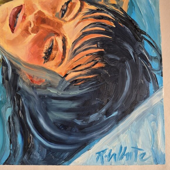 “Dreaming” Original Oil Painting by Robin White on Wood Panel 10” x 8” 1.5” - Picture 4 of 11